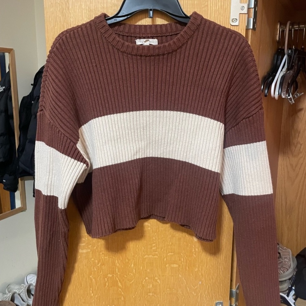 PacSun LA Hearts Ribbed Cropped Heavy Weight Sweater